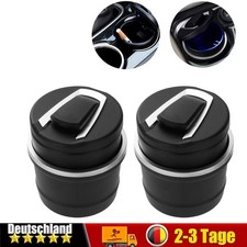 2 Stk Auto Aschenbecher mit Deckel LED-Licht für Getränkehalter Universal