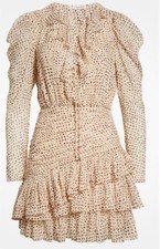 Ulla Johnson Cecily Metallic Dot Long Sleeve Silk Blend Dress Size 00