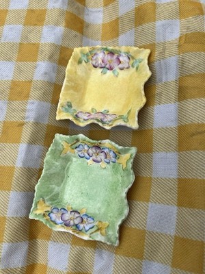 James Kent England Set of 2 Square Floral Ceramic Trinket Dishes