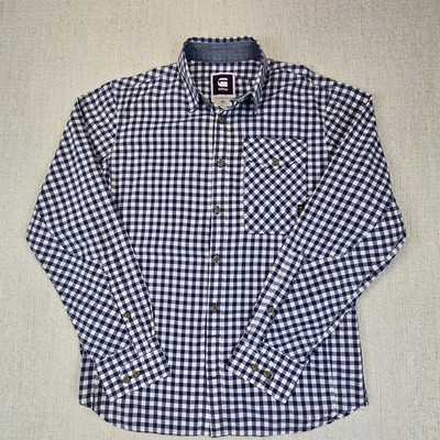 G-STAR RAW Courier Barren Roll Up Shirt Blue Check Button Up Cotton Men Med/Sm