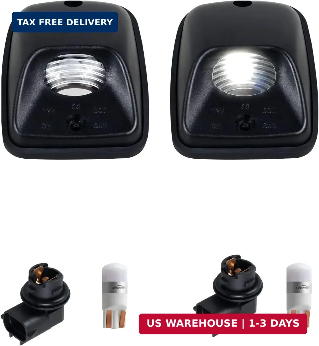 LED License Plate Light Lens Housing Tag Lamp Socket White Bulbs Assembly Compat