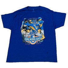 New York Mets Baseball 2015 Opening Day Graphic Print Blue T-Shirt Men's XL READ