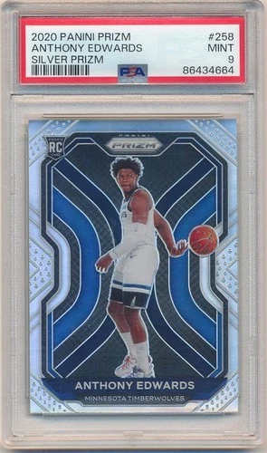 ANTHONY EDWARDS 2020/21 PANINI PRIZM #258 RC ROOKIE SILVER PRIZMS SP PSA 9 MINT