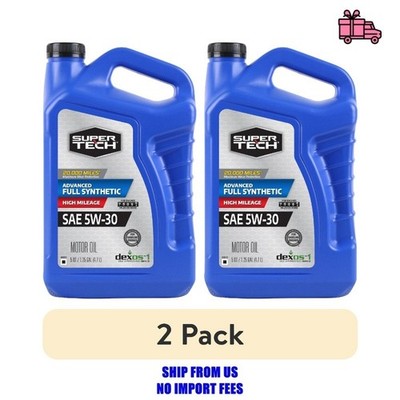(2 pack) Super Tech Advanced High Mileage Full Synthetic SAE 5W-30 Motor Oil, 5 
