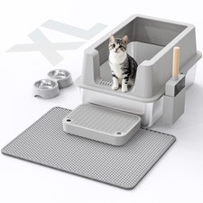 Stainless Steel Cat Litter Box - Enclosed XL Metal Kitty Litter Box with Lid ...