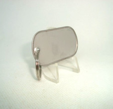 Military Style Rolled Edge Dog Tag Silver Matte (Dull) Finish + 1" in. Key Ring