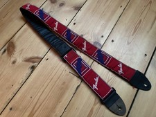 Circa 1980s / 90s Fender Monogrammed Guitar Strap USA Blue & Red
