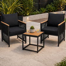 Garden Bistro Set 2 Seater Table Chairs Outdoor Patio Cushioned Metal