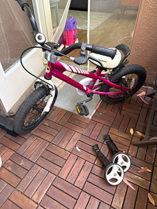 Royalrider 14" Unisex Kids Bike Pink/White Training Wheels BMX Bar 1-Speed
