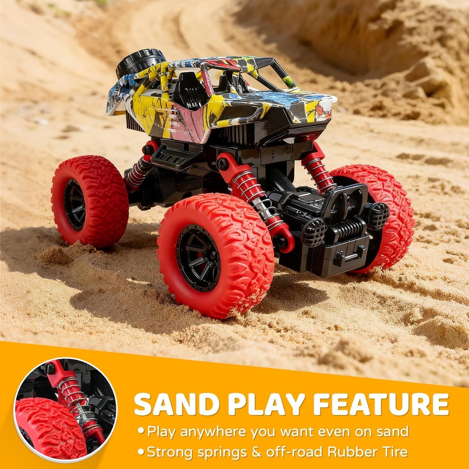 6.3 Inch Monster Truck Toys for Boys 3 4 5 6 7 Years Old, Pull Back Friction Pow