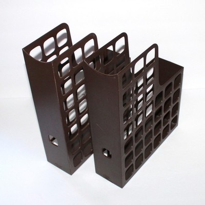 2 Magazine File Holder Boxer Esselte Oxford DecoFile brown vintage office