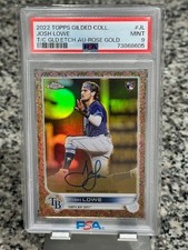 JOSH LOWE 2022 TOPPS GILDED COLLECTION #JL GOLD ETCH ROSE GOLD RC AUTO /25 PSA 9