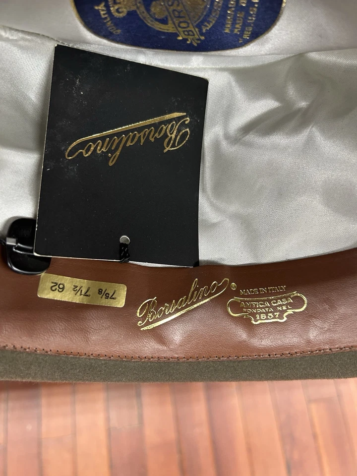 Borsalino Como Men's Taupe Fedora Hat Made In Italy Size 62 7 3/4 - Image 3 of 4