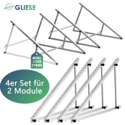 GLIESE 4X PV Halterung 114cm 118cm Solarmodul Balkonkraftwerk Flachdach Montage Ständer
