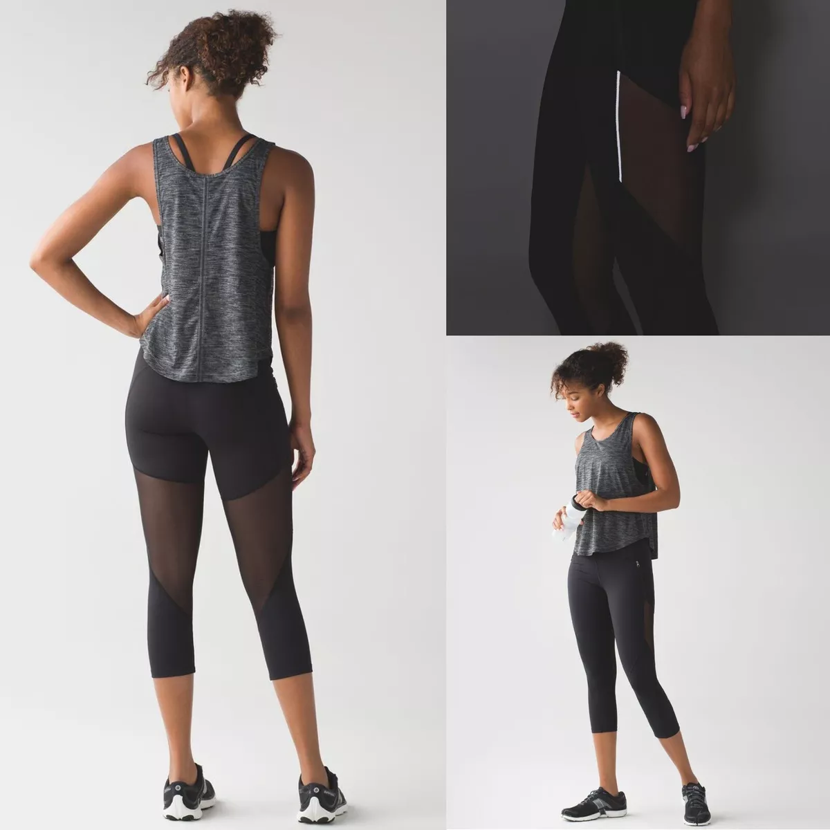 Lululemon Rush Hour Crop Zip Pocket 19 Mesh Stretch Leggings