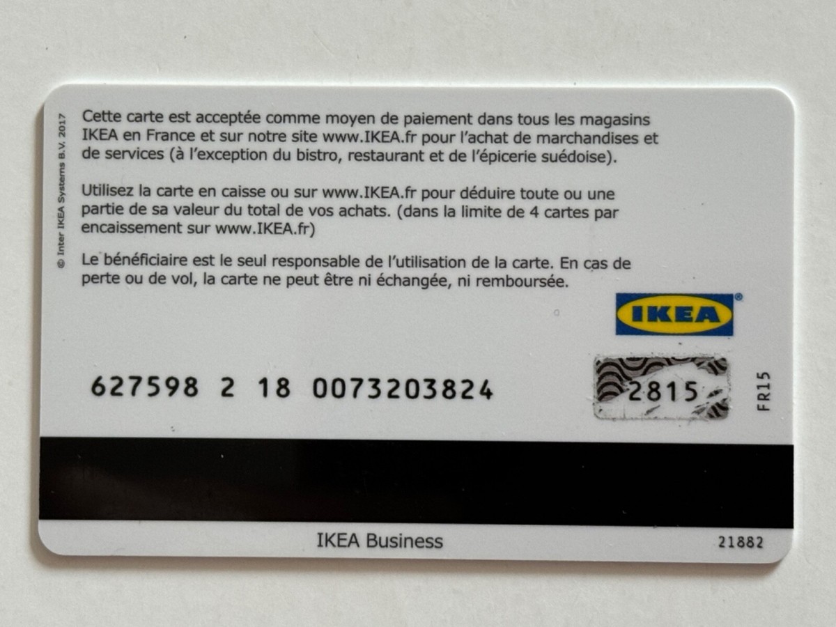 Ikea Business Gift Card▪️France▪️2017▪️50€▪️NO Value
