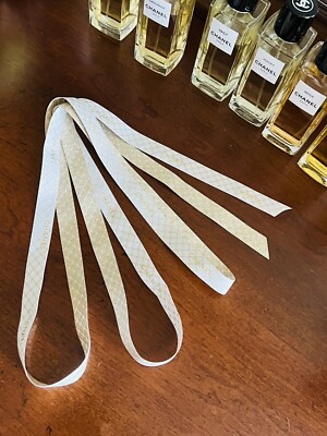 CHANEL White & Gold Lettering Ribbon - Size 1 Yard / 3 Feet  display picture 2