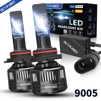 #ad #ad BEVINSEE V45 9005 HB3 LED Headlights Bulbs High Low Beam Lamp 6000K 30000LM 120W $38.99