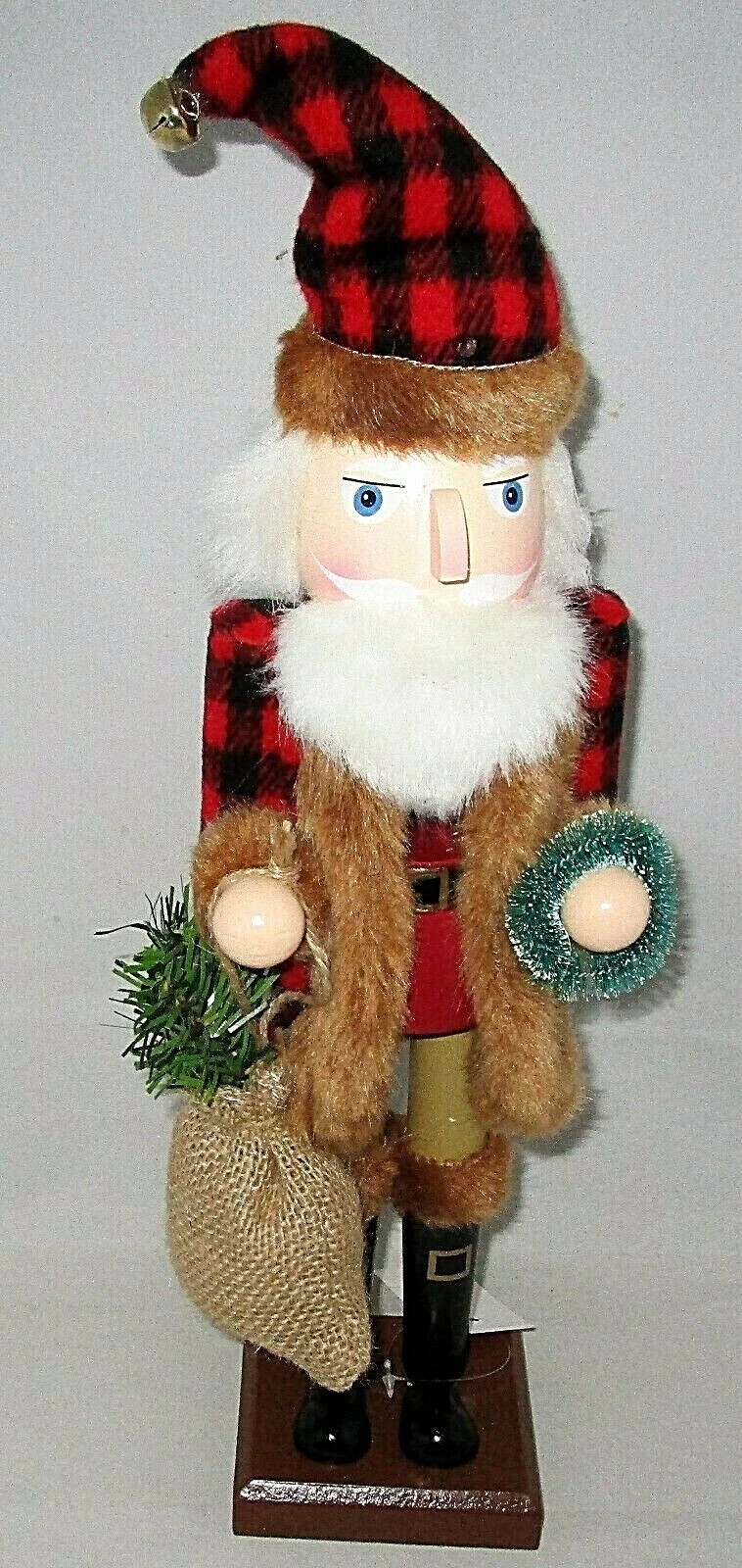 CHRISTMAS NUTCRACKER 15" DRESSED IN RED PLAID W/ BURLAP SACK & WREATH
Opens in a new window or tab