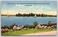 Boats Sailing Union Point on Webster Lake Chaubunagungamaug Webster MA Postcard