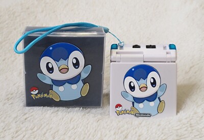 Nintendo Game Boy Advance SP X Piplup Pokemon GBA SP Gameboy Retro Ladegerät & Box