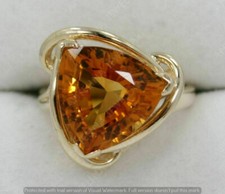 4 Ct Simulated Trillion Yellow Citrine Solitaire Ring 925 Silver Gold Plated