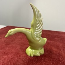 VTG. CERAMIC POTTERY UNMARKED GREEN DUCK BIRD MID-CENTURY