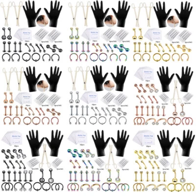 OYAFACE 47Pcs Professional Body Piercing Tool Kit Ear Lip Tongue Nose Navel Nipple Rings