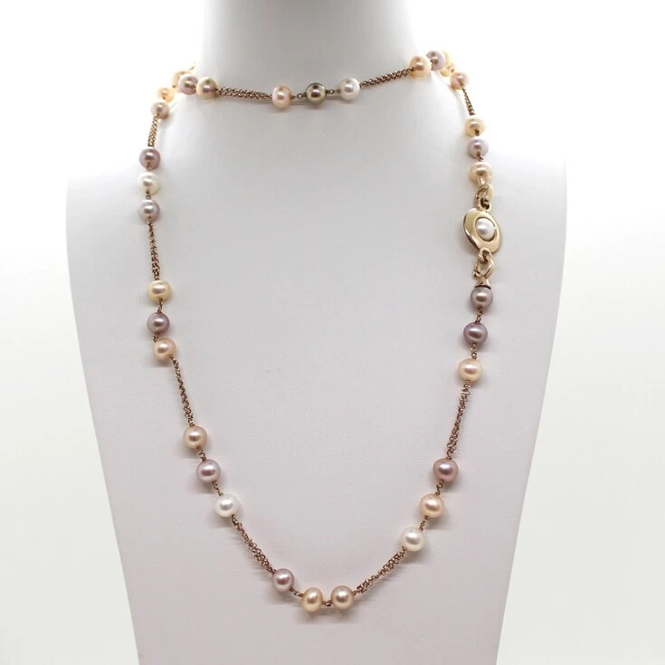 Halskette Aus 925 Rosévergoldetem Silber Mit Flussperlen - Bild 2 von 3