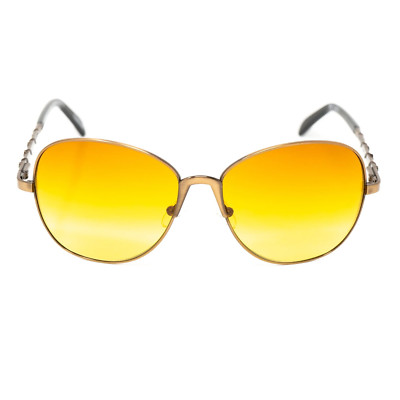 Buddhistische Punk Sonnenbrille rechteckig gold und gelb