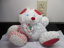 Fisher Price White Mouse Baby's First Christmas Puffalump Rattle Stripes Plush