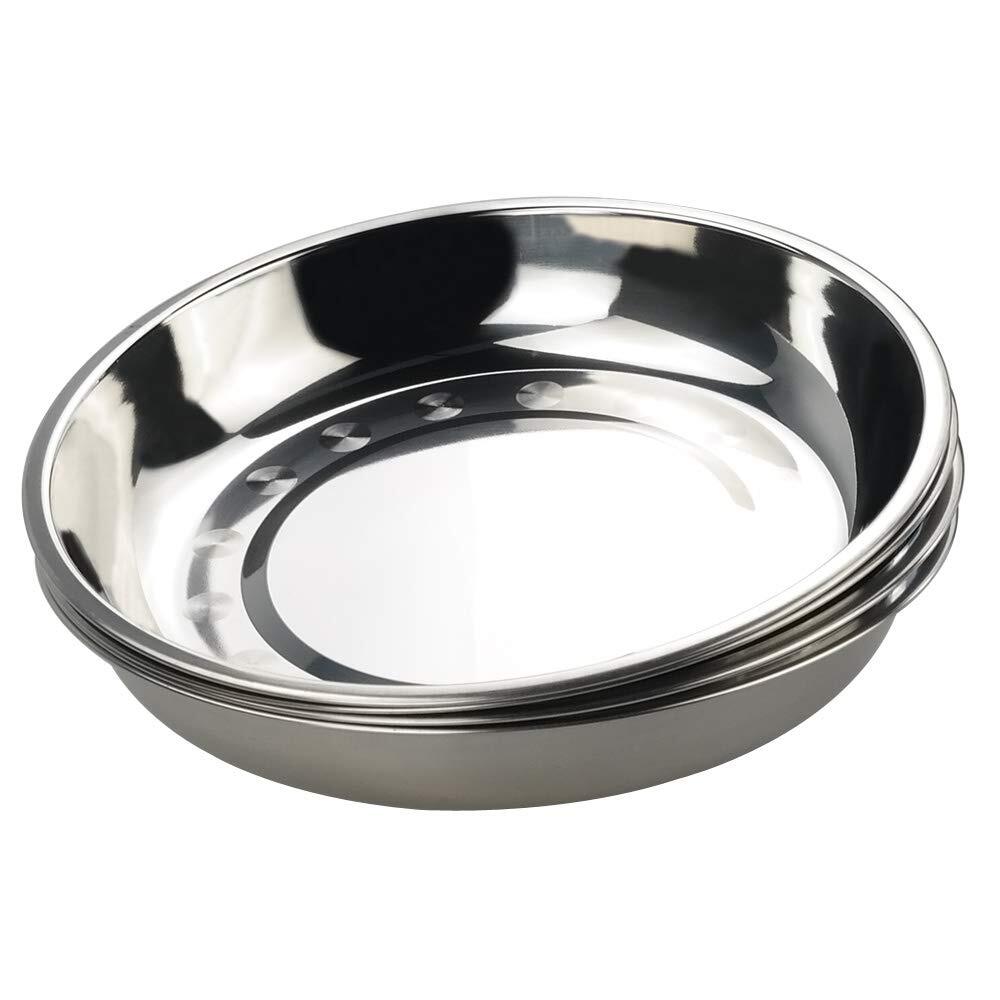 4-Pack 10 INCHES Stainless Steel Round Plate/Camping Metal Dinner