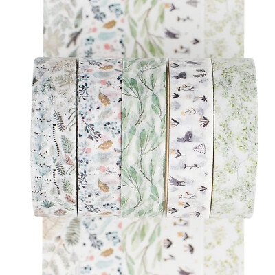 YUBX 5 Rolls Washi Tape Set Basic Skinny Decorative Tapes for Scrapbooking