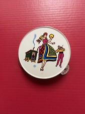 Vintage 1950  s Toy Tambourine Gypsy Theme w/Blue Back US Metal Toy Mfg. Co.
