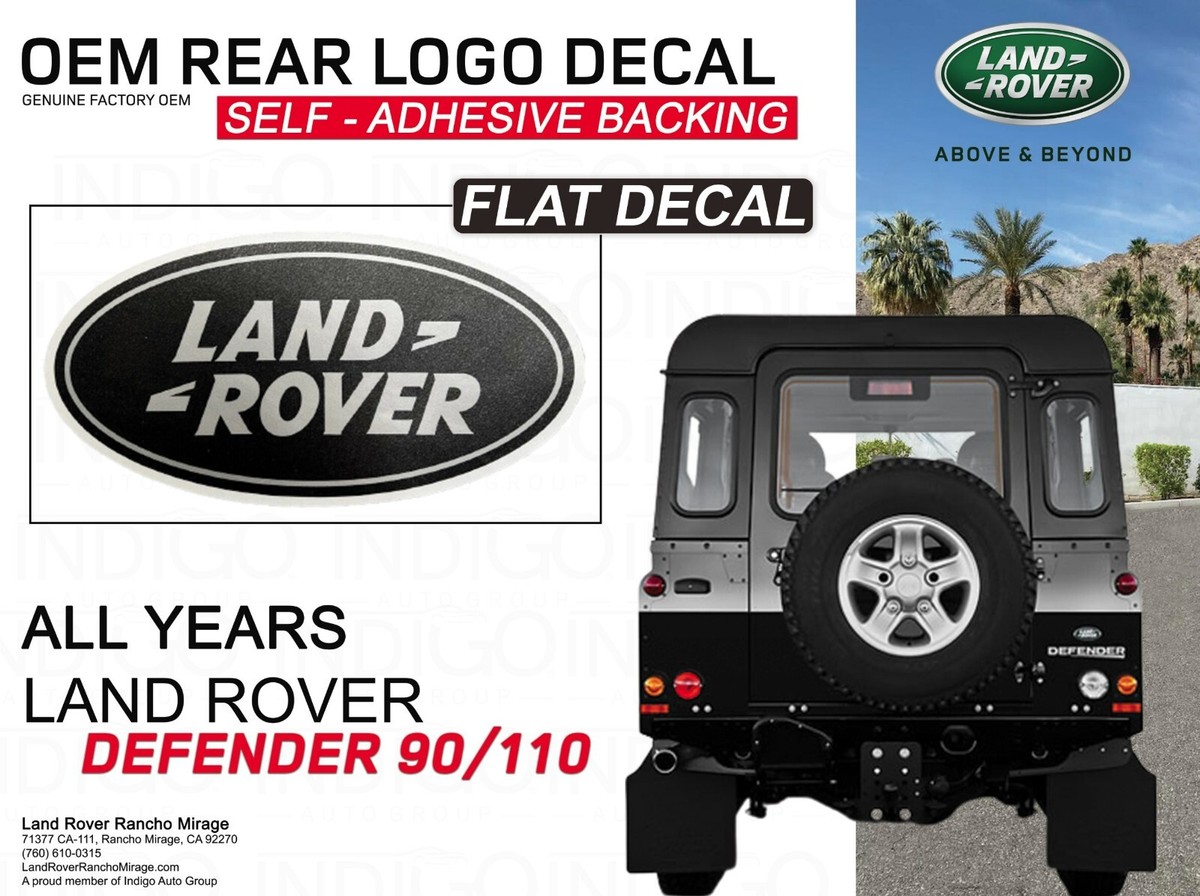 Land Rover Defender 90 110 Rear Black Silver Oval Logo Decal