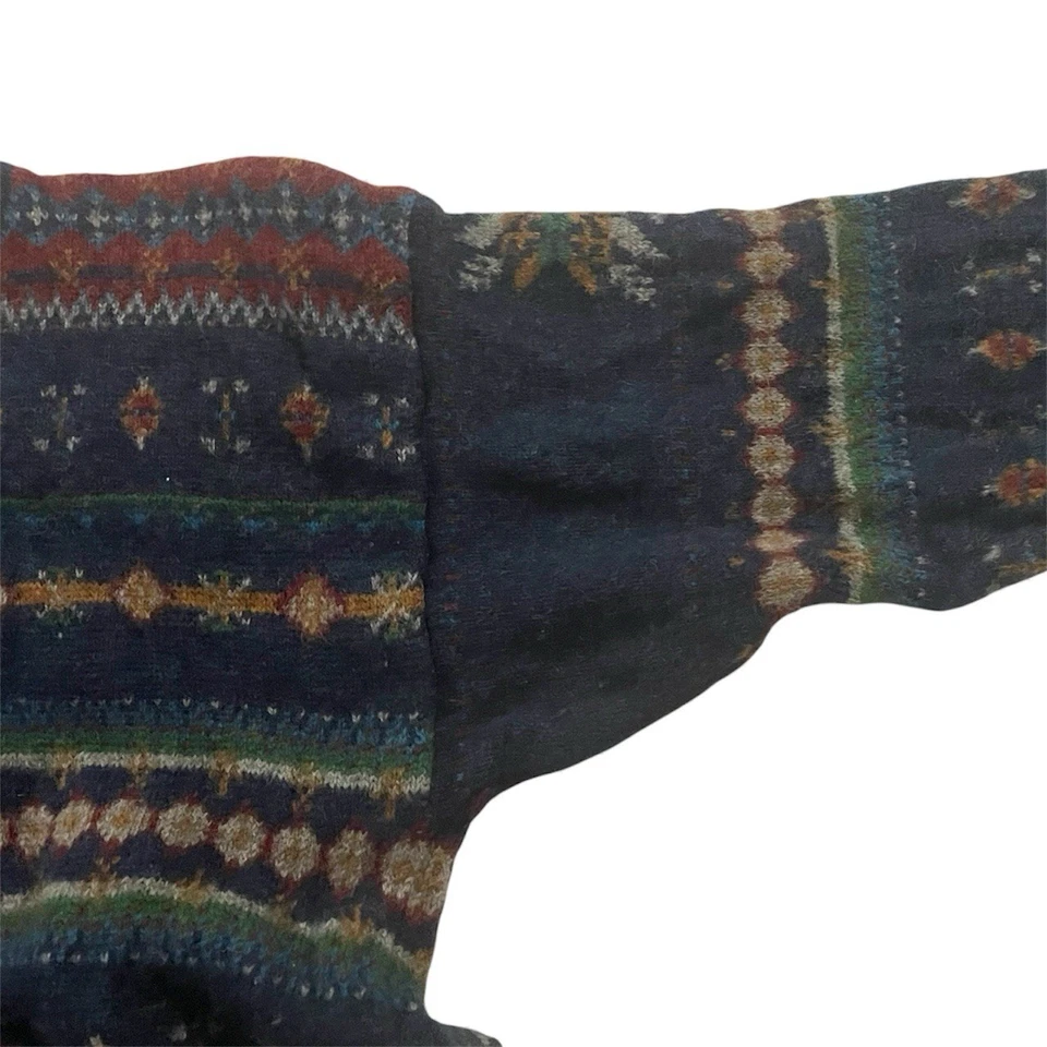 VTG 90s Handframed Woolrich 100% Wool Navy Multicolor Fair Isle Sweater Large - Image 4 of 4