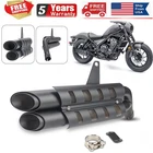 Black Double Dual Low Exhaust Pipe Slip On For Honda Rebel CMX 300 500 2017-2026
