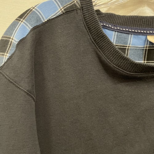 Pilcro Anthropologie Contrast Flannel Pullover Sweatshirt Black Blue Women’s M - Bild 3 von 17