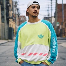 Vintage 80s 90s Adidas Embroidered Colorblock Sweatshirt Mens LG Retro Crewneck