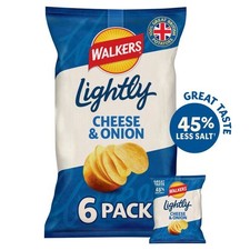 Walkers Lightly Cheese & Onion Multipack Crisps 6 x 25g (Pack of 3)