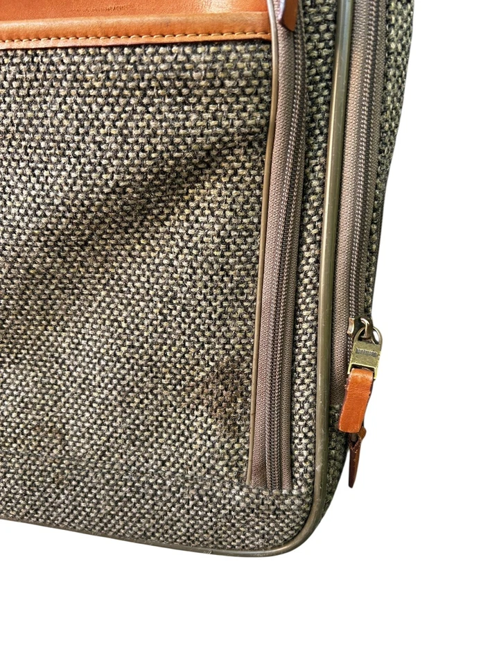 Equipaje de mano móvil rodante de cuero tweed vintage HARTMANN de 17” Foto 4 de 4
