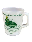 VTG 1973 JOHN DEERE SNOWMOBILE MANSON IMPLEMENT CO IOWA ADV MILK GLASS CUP As Is