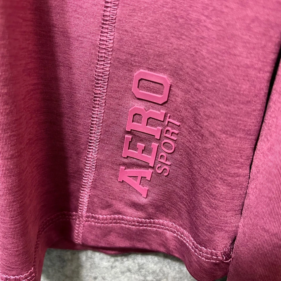Camiseta deportiva Aeropostale manga larga cuello en V camisa deportiva para mujer mediana malva Foto 3 de 4