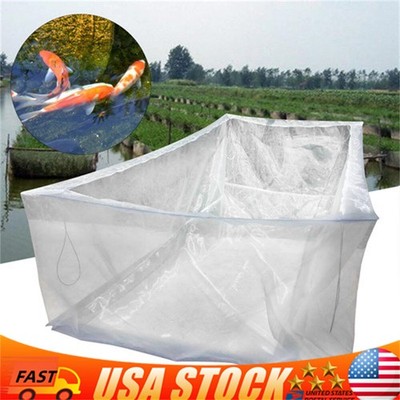 Aquaculture Pond Fishing Crab Shrimp net Cage Breeding Net Box 80 Mesh White