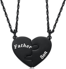 Mother Son Heart Matching Necklace Set - Graduation, Birthday Jewelry