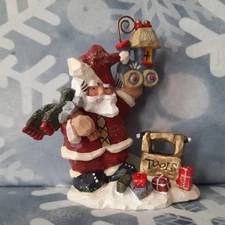 Kurt S. Adler Snowtown Santa Holding Train Christmas Village Figurine