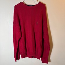Vintage Y2K Chaps Ralph Lauren Hand Framed Cotton Sweater Red XL