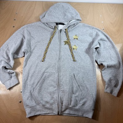 John Eshaya JET grey hoodie Braided Drawstrings Women M/L Made In USA tag