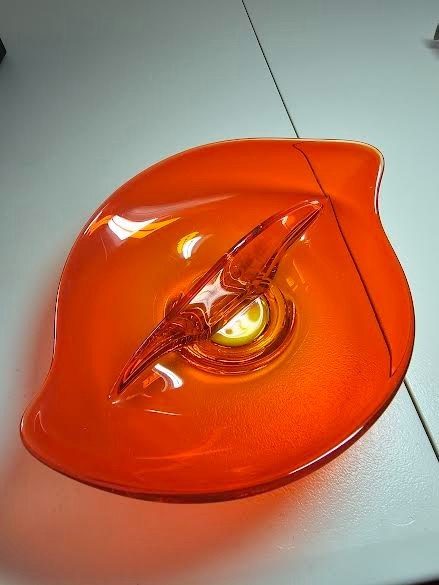 Vintage Viking Glass "EPIC"  Divided Candy Dish Persimmon Orange MCM