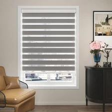 Zebra Blinds for Windows (39" W x 72" H, Grey) Zebra Roller Window Shades, Co...